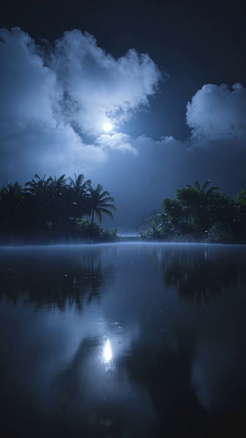 Moonlit jungle water